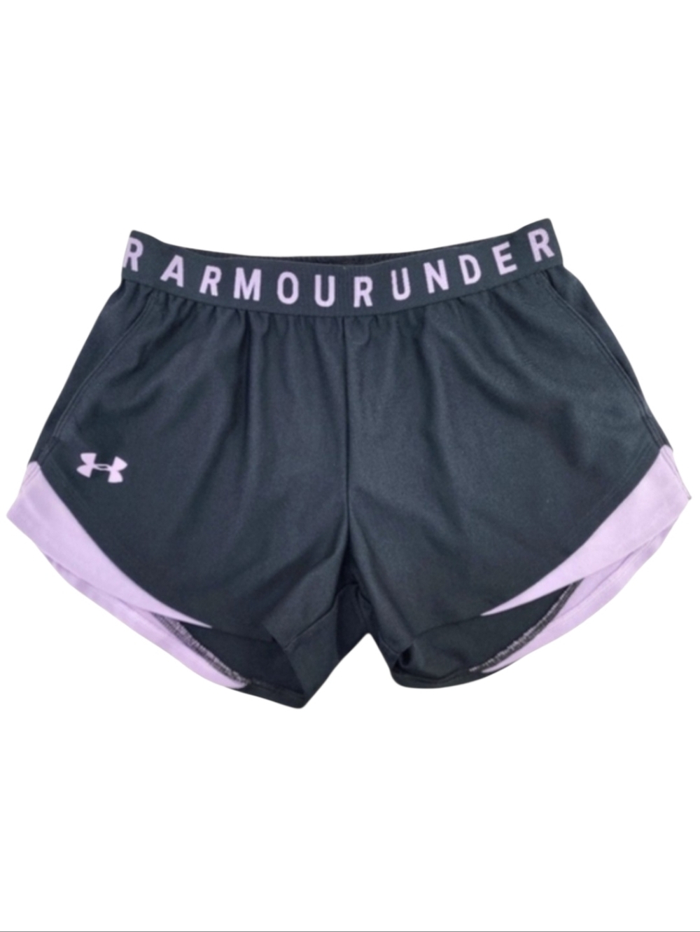 Under Armour Gray Purple Athletic Shorts Women's Size Small With Pockets